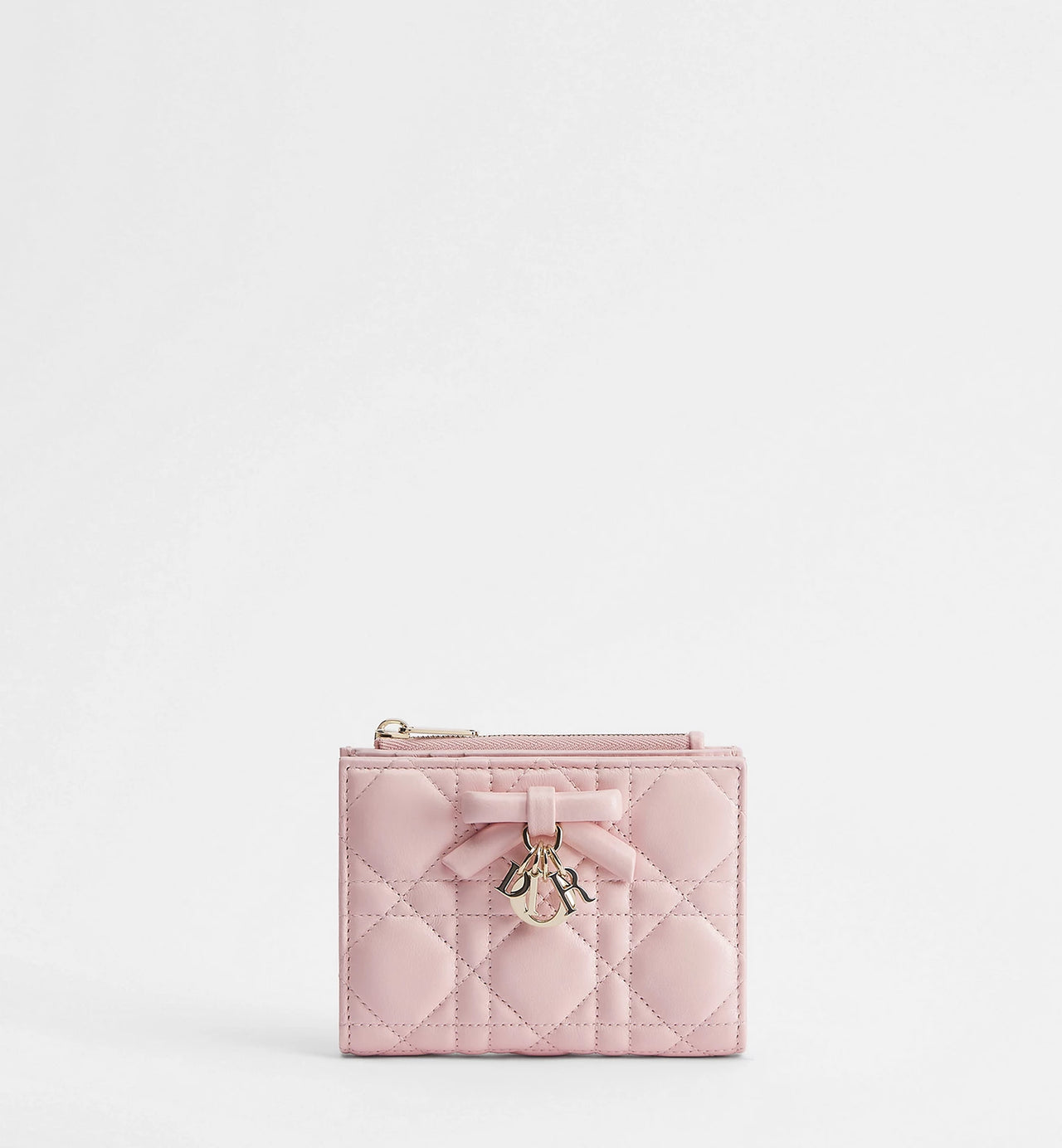 Dior Lady Dior Dahlia Wallet (Rose Soupir Cannage Lambskin)