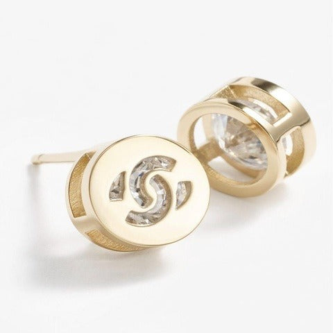 Hong Kong Stock - Chanel CC Logo Silver Earrings ABE107
