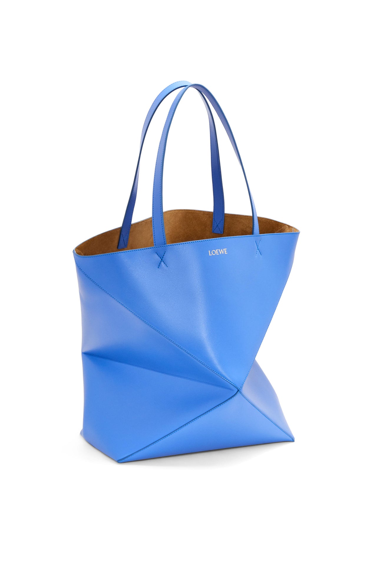 Loewe Large Puzzle Fold Tote in shiny calfskin (Colour: Seaside Blue)