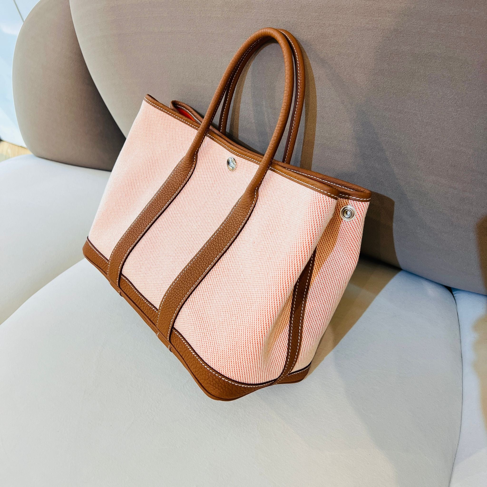 Hong Kong Stock - Hermes Garden Party 30 (Twill H Veau Negonda / Ecru Oran)