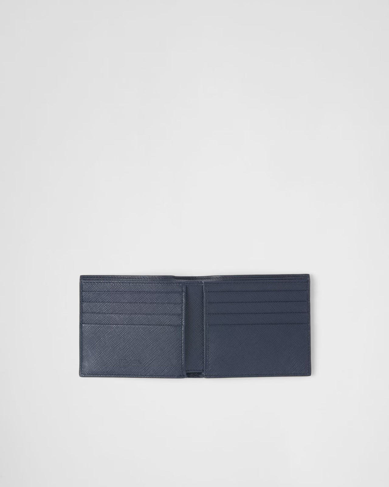 Prada Saffiano Leather Wallet (Color: Black/Baltic Blue)