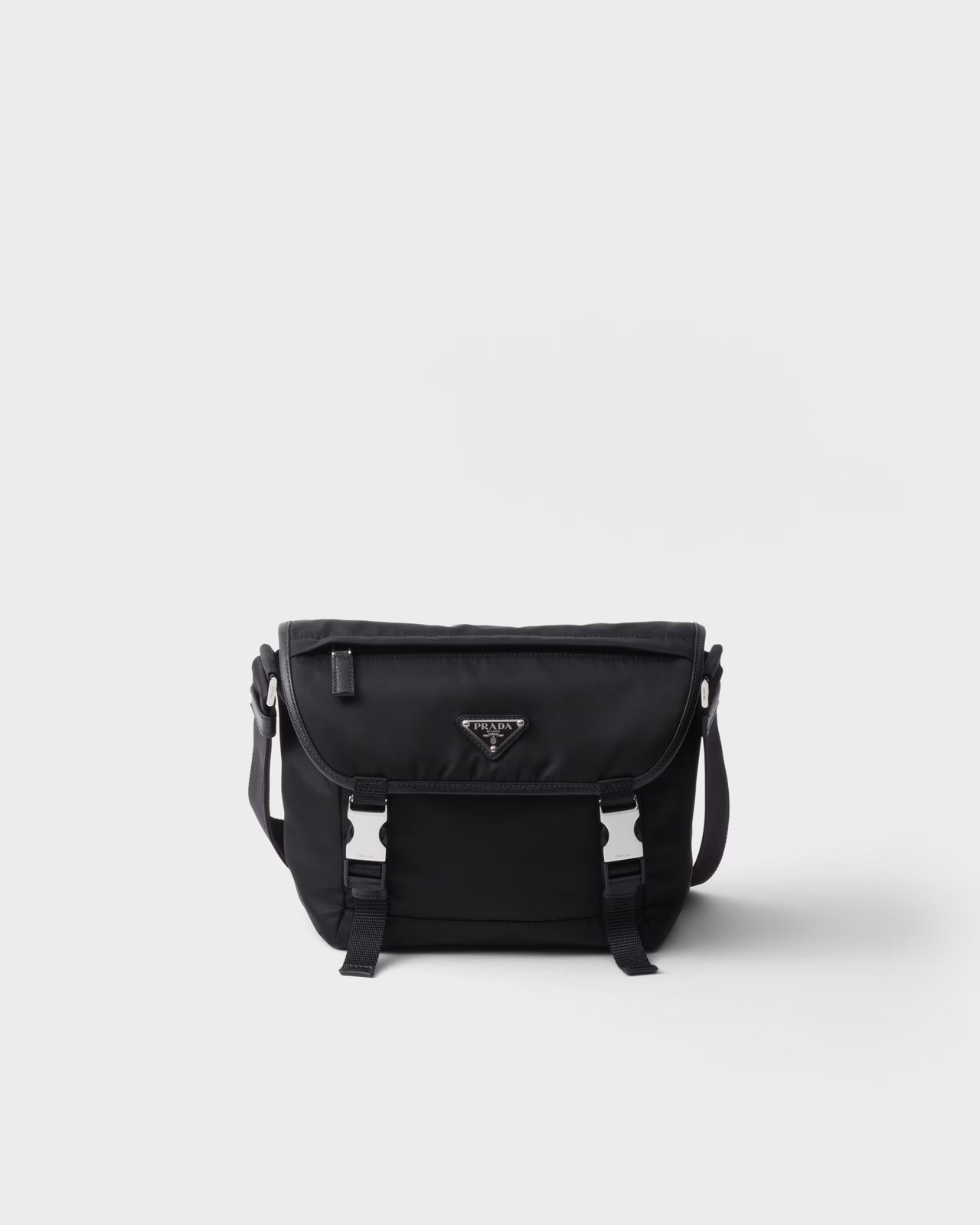 Prada Re-Nylon and Saffiano leather shoulder bag (Color: Black)