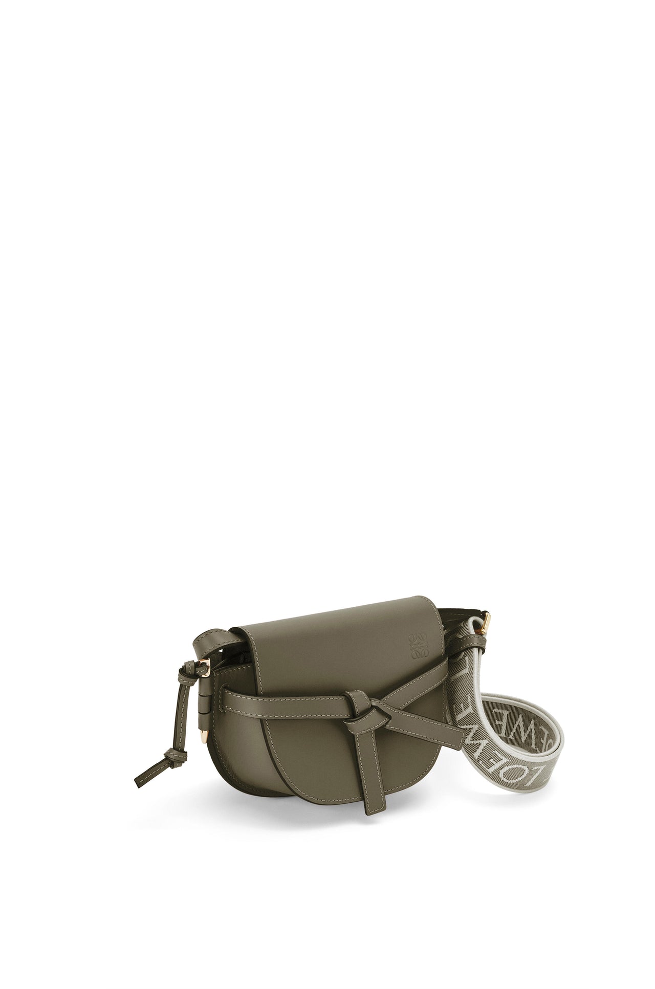 Loewe Mini Gate Dual bag in soft calfskin and jacquard (Colour: Autumn Green)