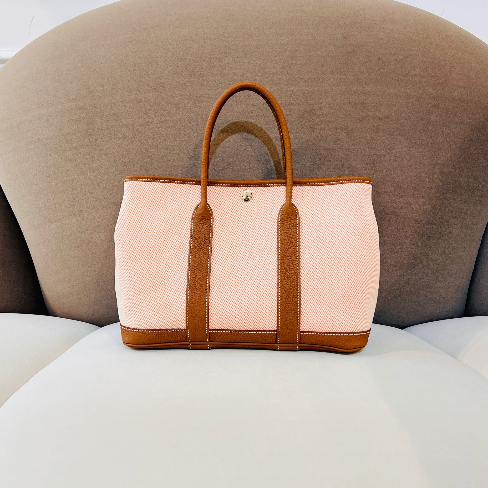 Hong Kong Stock - Hermes Garden Party 30 (Twill H Veau Negonda / Ecru Oran)