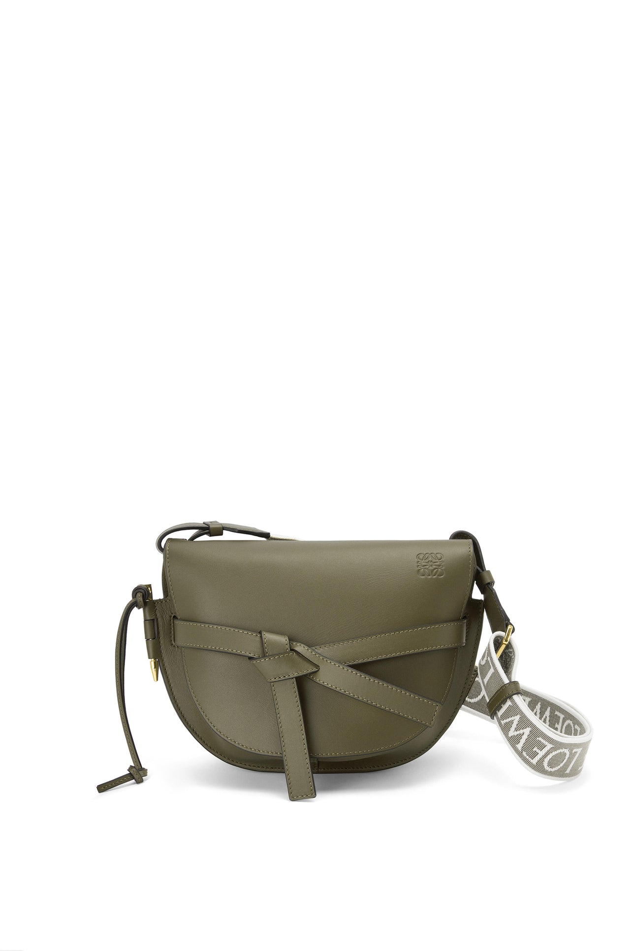 Loewe Small Gate bag in soft calfskin and jacquard (Colour: Autumn Green)