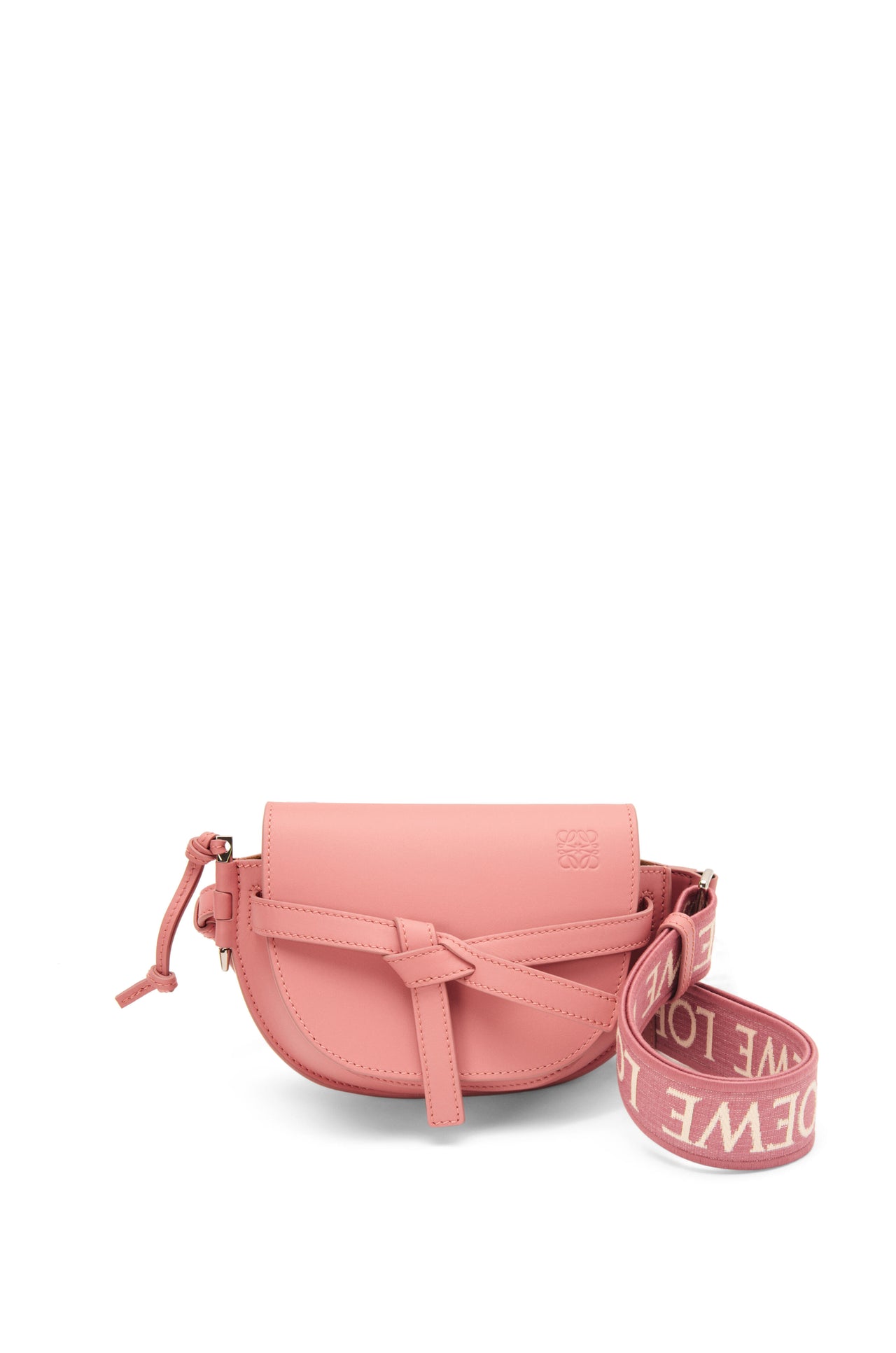 Loewe Mini Gate Dual bag in soft calfskin and jacquard (Colour: Peach Bloom)