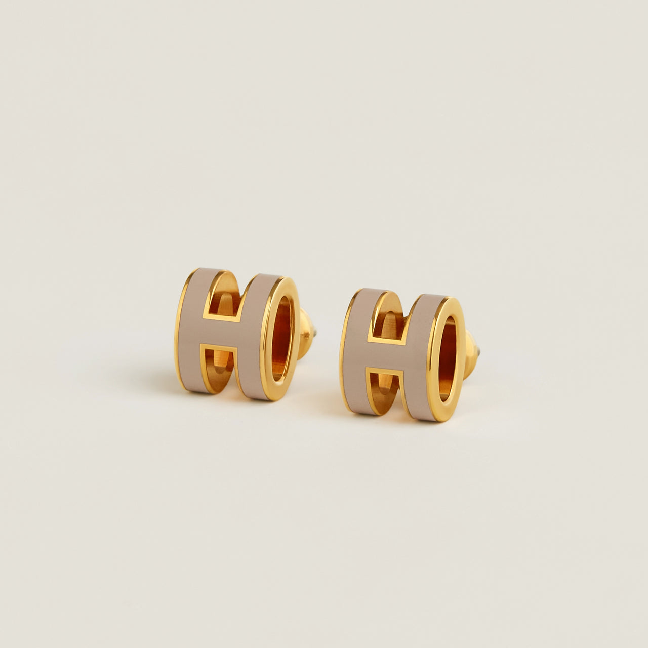 Hong Kong Stock - HERMÈS Mini Pop H Earrings (Marron Glacé/Gold)