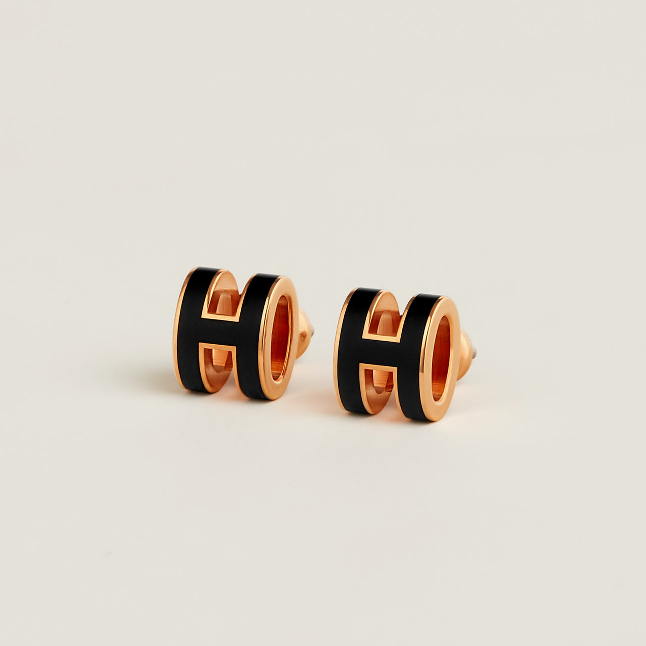 Hong Kong Stock - HERMÈS Mini Pop H Earrings (Noir/Rose Gold)