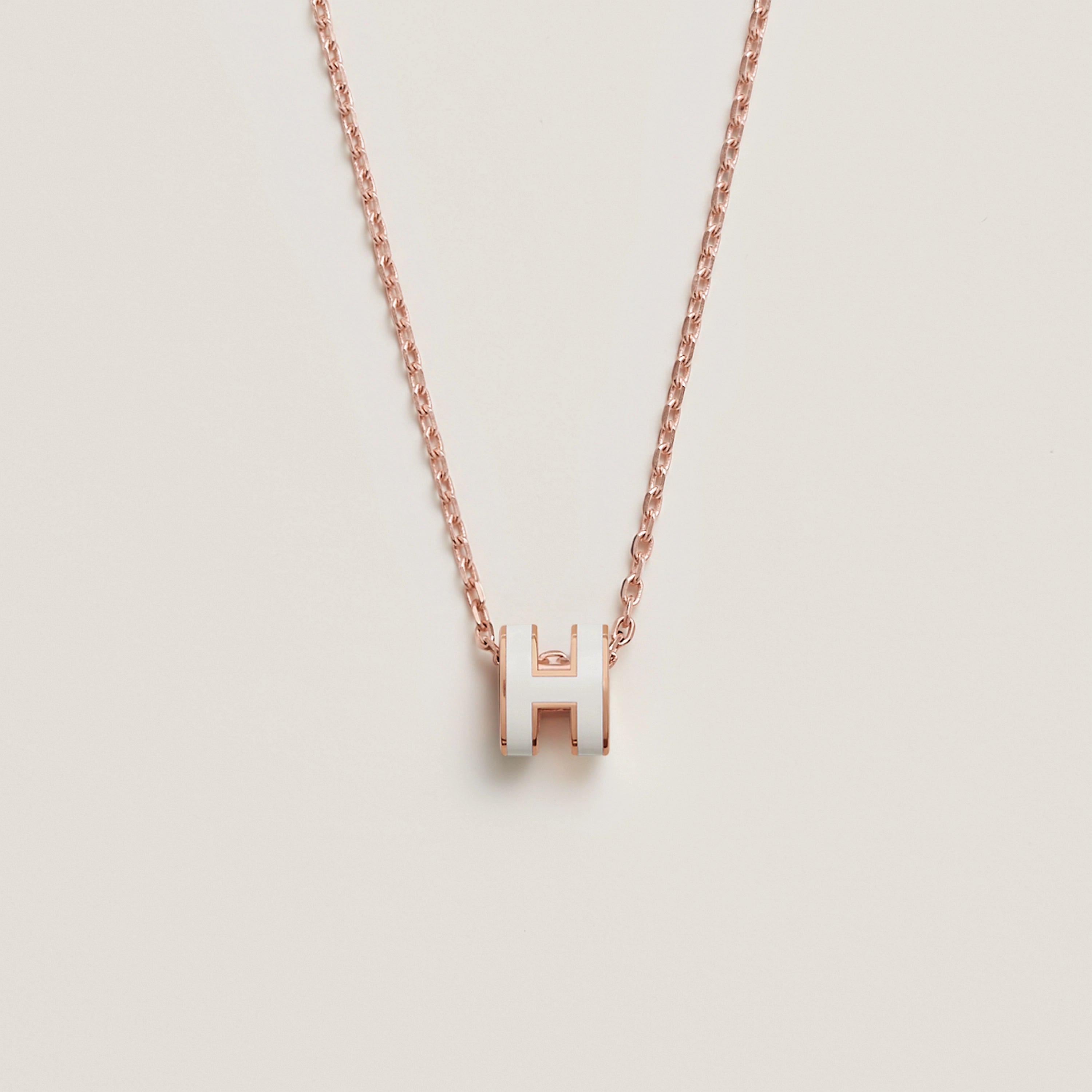 Hong Kong Stock - Hermes Mini Pop H Necklace (Blanc/Rose Gold)