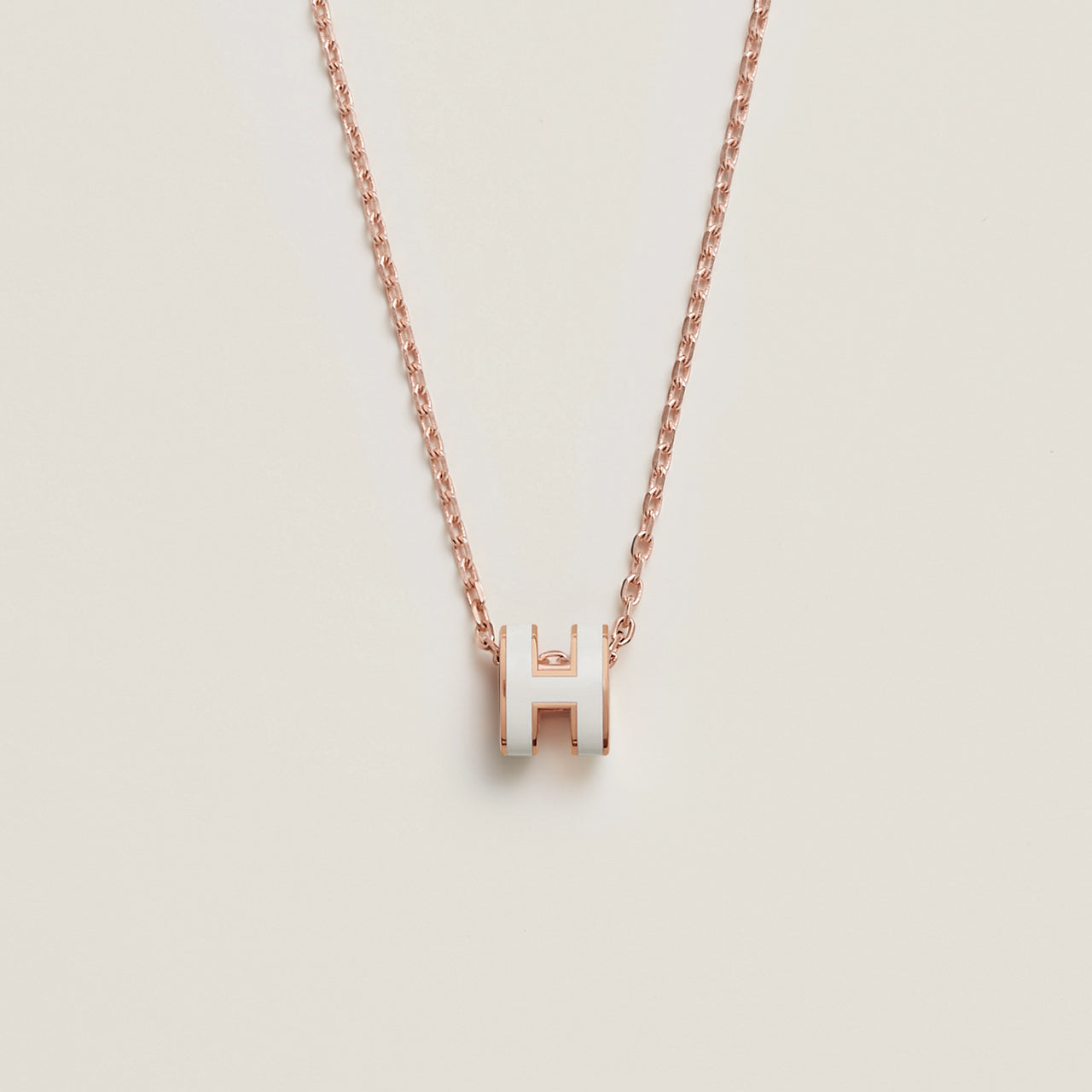 Hong Kong Stock - Hermes Mini Pop H Necklace (Blanc/Rose Gold)