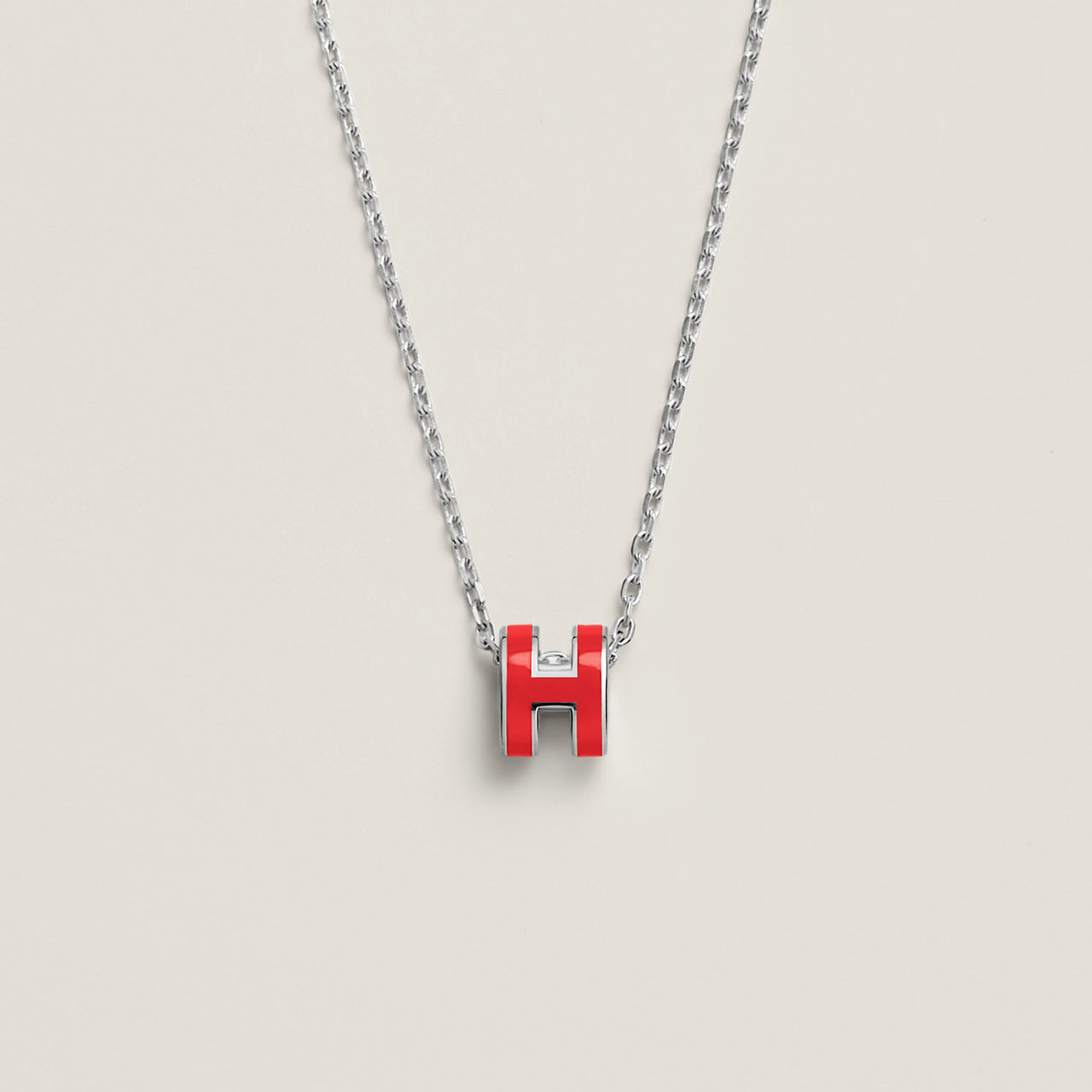 Hong Kong Stock - HERMÈS Mini Pop H Necklace (Rouge Pink/Silver)