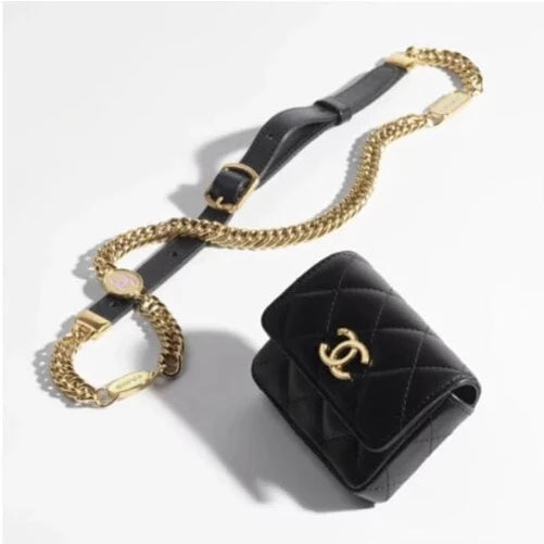 Chanel Waist Bag Quilted Grained Calfskin Gold-tone Black in