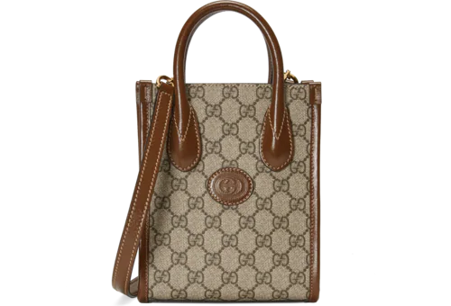 Gucci Mini Tote Bag with Interlocking G (Beige and Ebony)