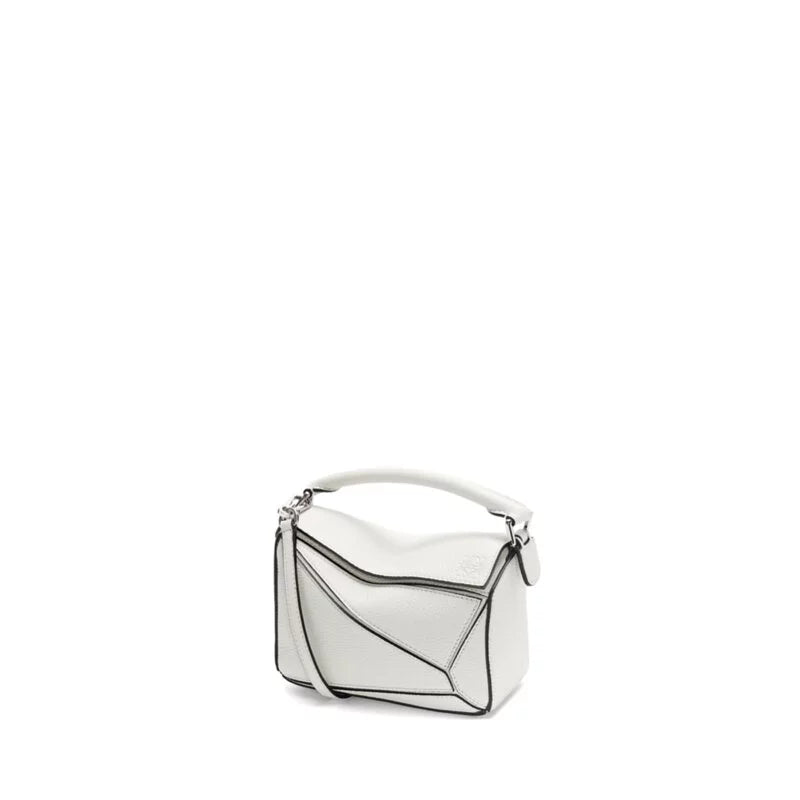 Loewe Mini Puzzle Bag In Soft Grained Calfskin (Soft White)