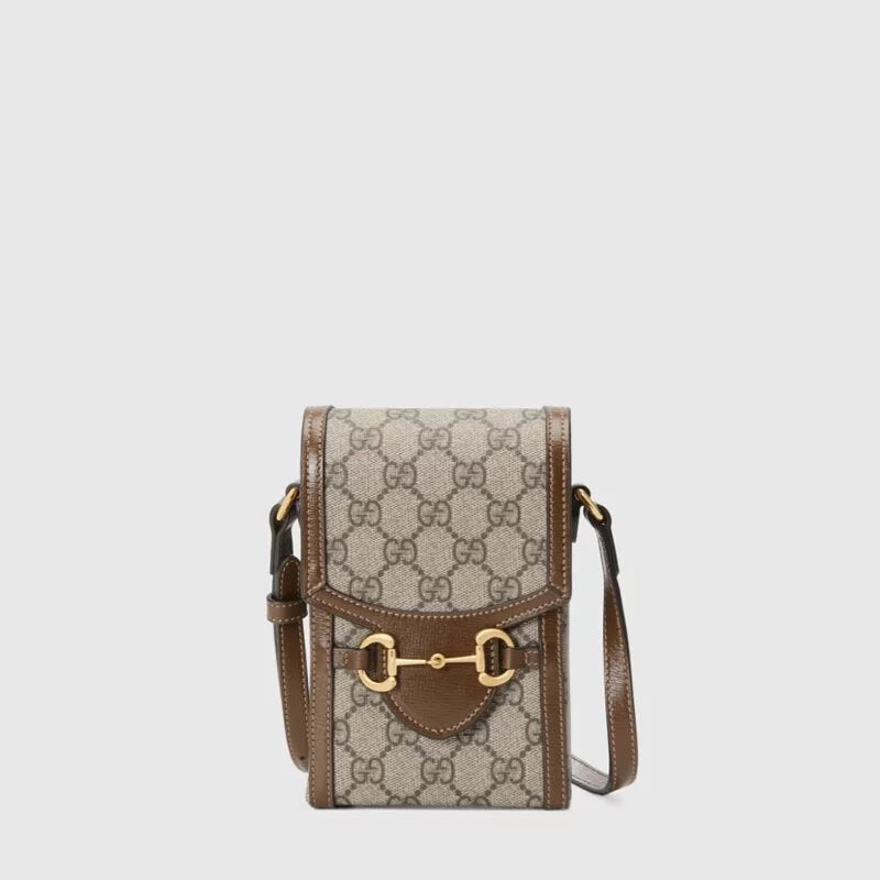 Gucci Horsebit 1955 mini bag (Beige and ebony GG Supreme).