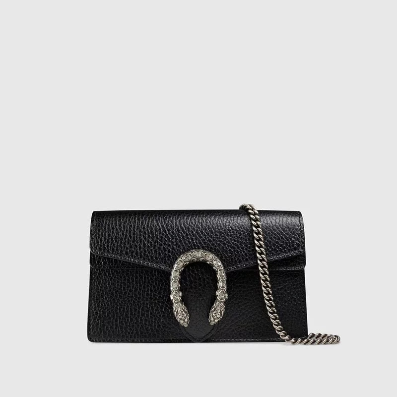 Gucci Dionysus Super Mini Leather Bag (Black).