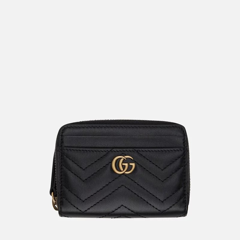 Gucci GG Marmont 絎縫皮革錢包（黑色）