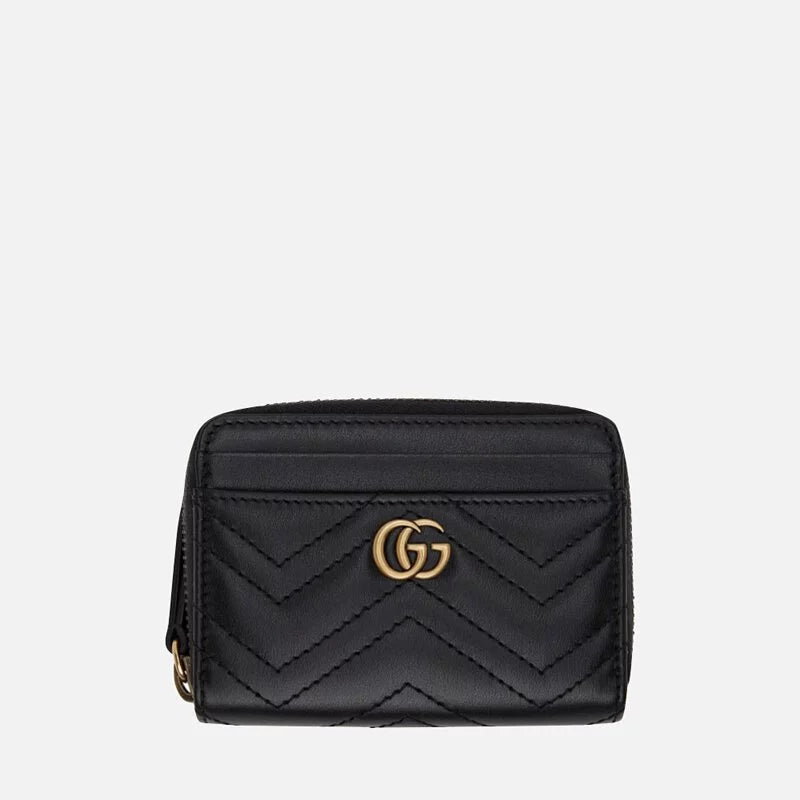 Hong Kong Stock - Gucci Black GG Marmont Matelassé Zip Card Holder (Black)