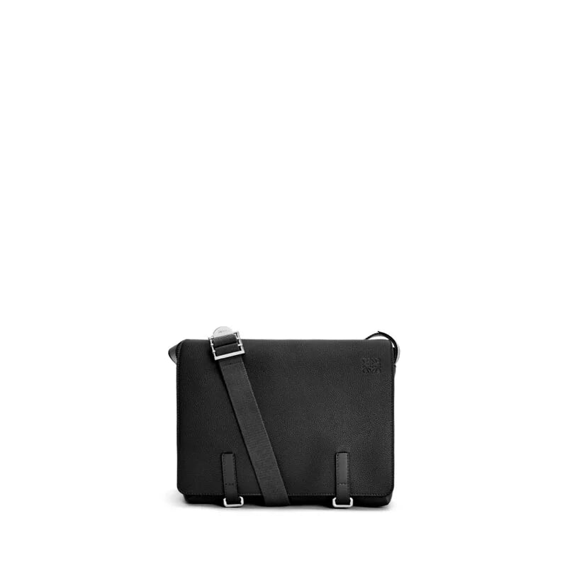 Loewe Military Messenger bag in soft grained calfskin (Black)